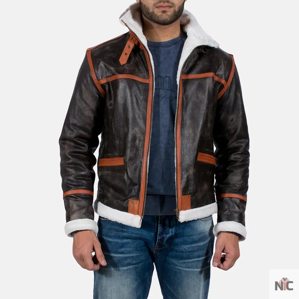 Alpine Brown Fur Leather Jacket NYC Jackets