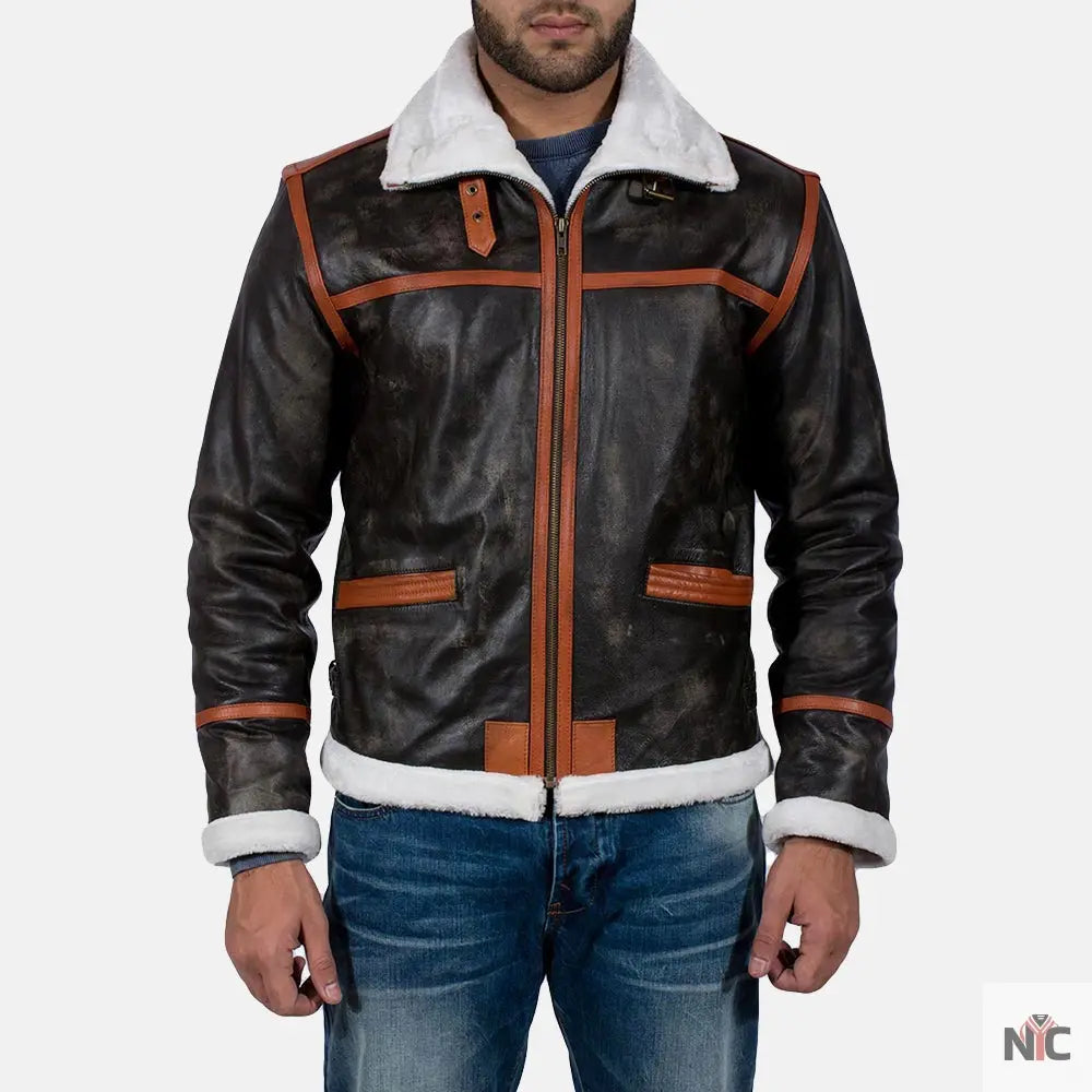 Alpine Brown Fur Leather Jacket NYC Jackets