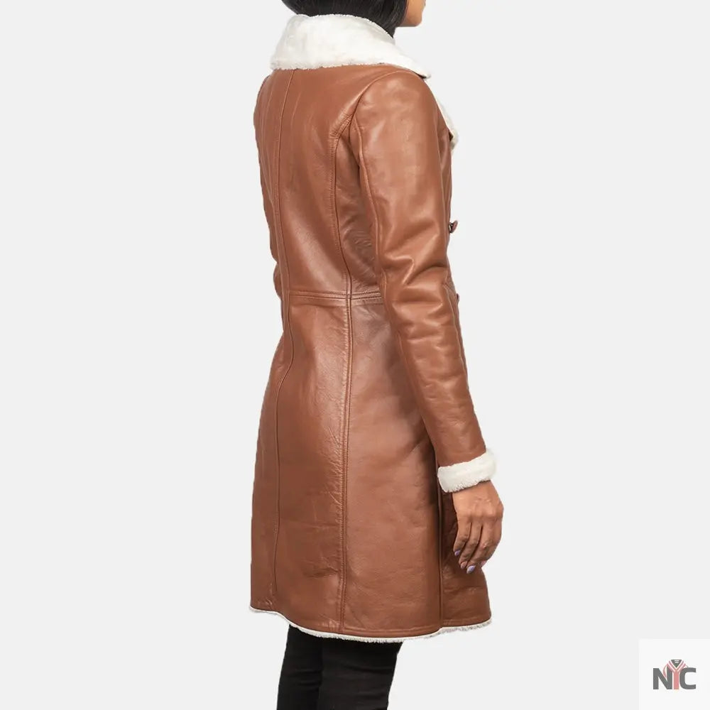 Amie Brown Double Breasted Shearling Coat NYC Jackets