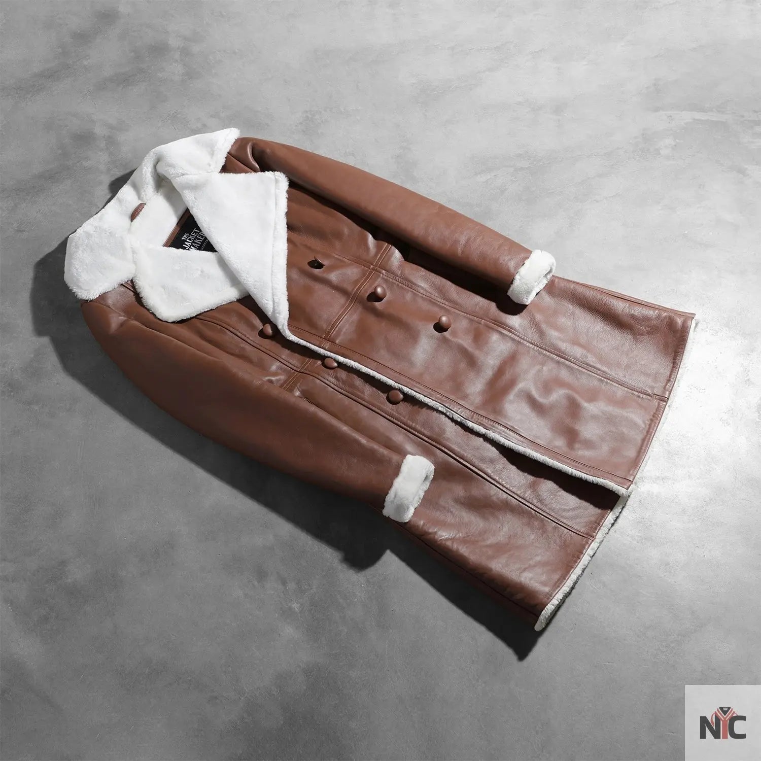 Amie Brown Double Breasted Shearling Coat NYC Jackets