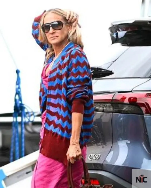 And Just Like That Sarah Jessica Parker Chevron Sweater NYC Jackets