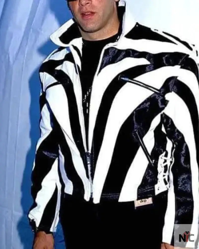 Andrew Dice Clay White And Black Leather Jacket NYC Jackets