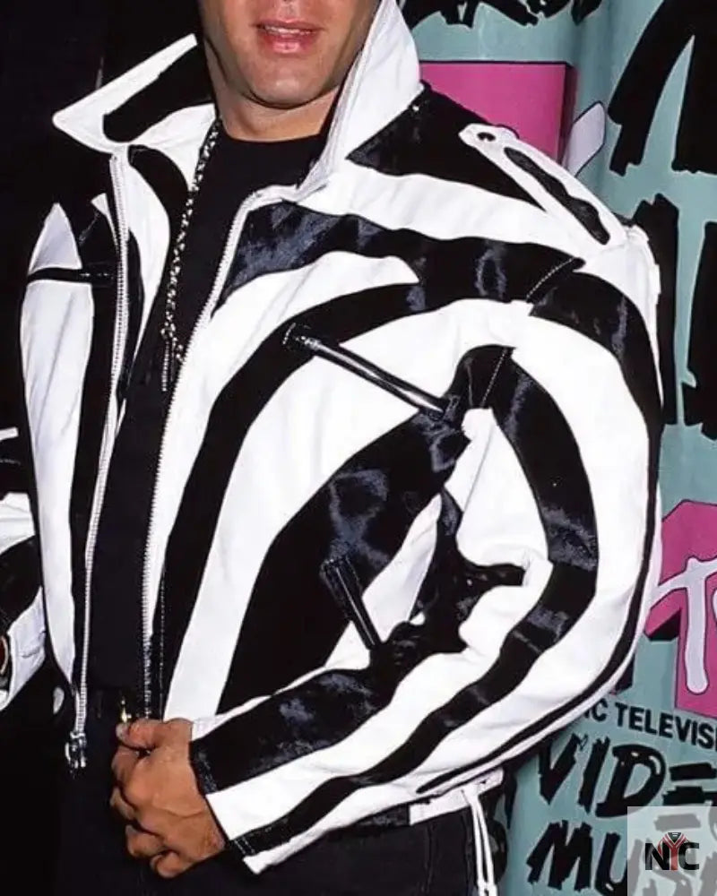 Andrew Dice Clay White And Black Leather Jacket NYC Jackets