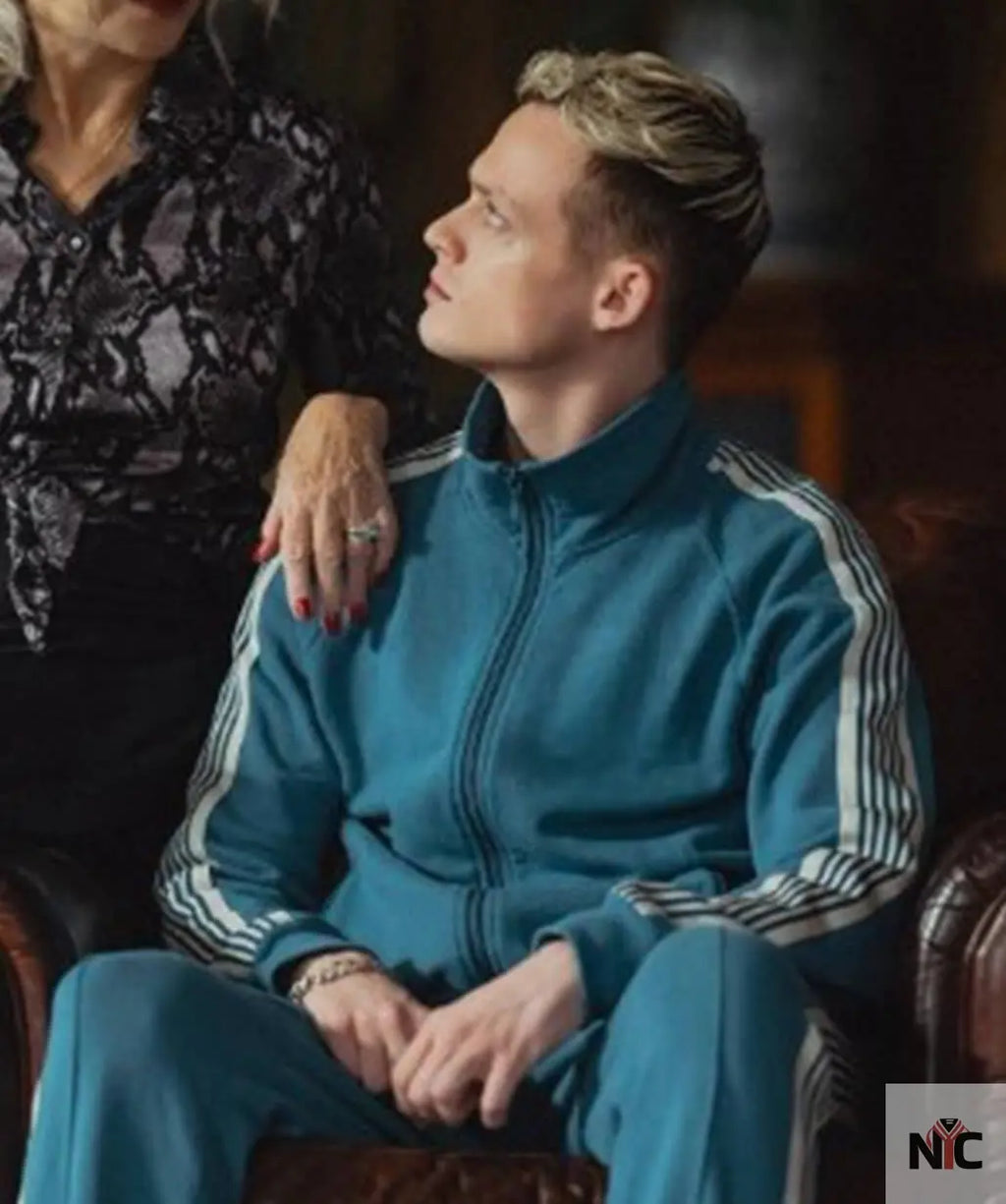 Anson Boon MobLand 2025 Eddie Harrigan Blue Tracksuit NYC Jackets