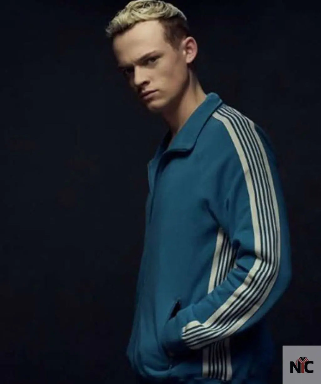 Anson Boon MobLand 2025 Eddie Harrigan Blue Tracksuit NYC Jackets