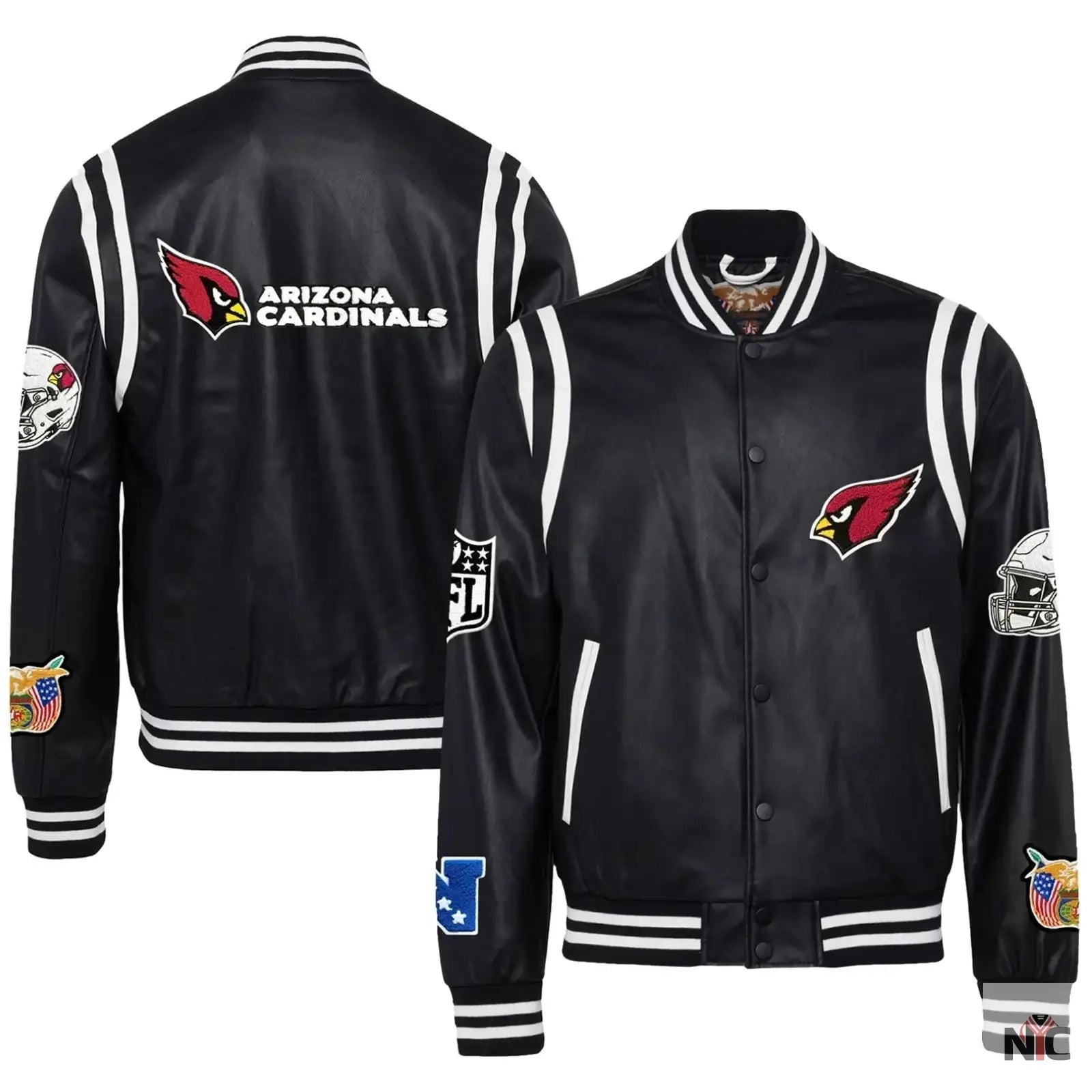 Arizona Cardinals Black Leather Varsity Jacket NYC Jackets