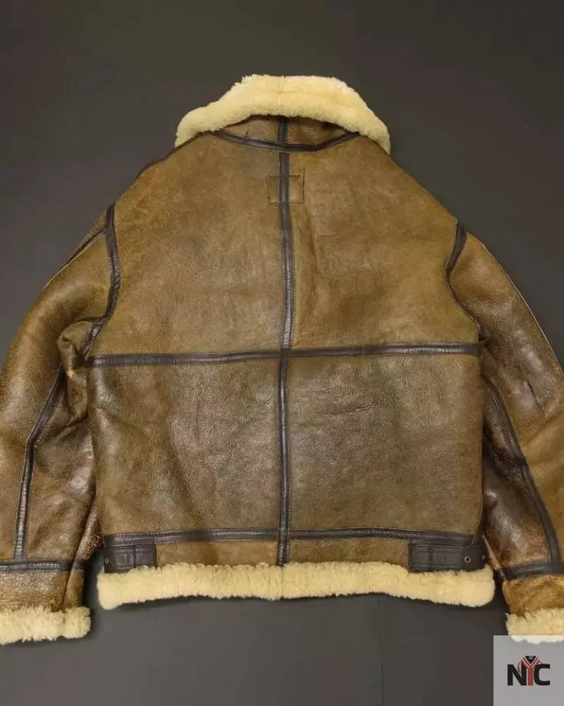 Avirex B-3 Brown Shearling Leather Flight Jacket NYC Jackets