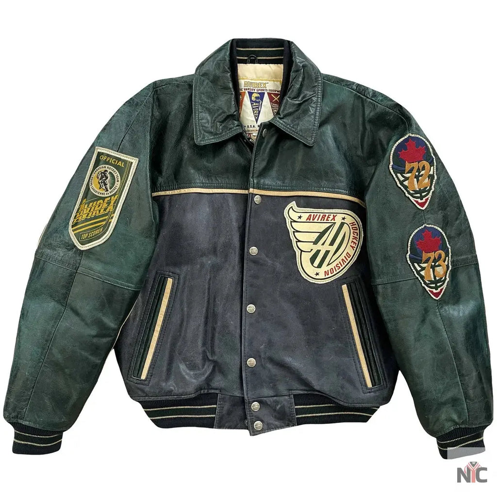 Avirex Canadian Hockey Leather Varsity Jacket NYC Jackets