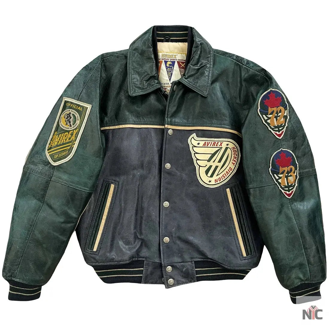 Avirex Canadian Hockey Leather Varsity Jacket NYC Jackets