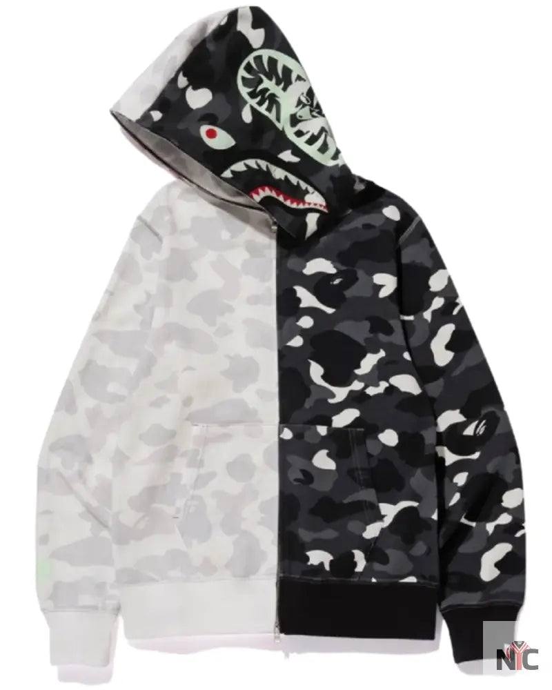 BAPE City Camo Half Shark Full Zip Hoodie NYC Jackets