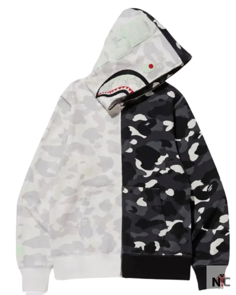 BAPE City Camo Half Shark Full Zip Hoodie NYC Jackets