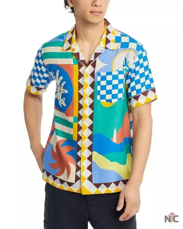 Bachelor In Paradise S10 Justin Glaze Printed Camp Shirt NYC Jackets