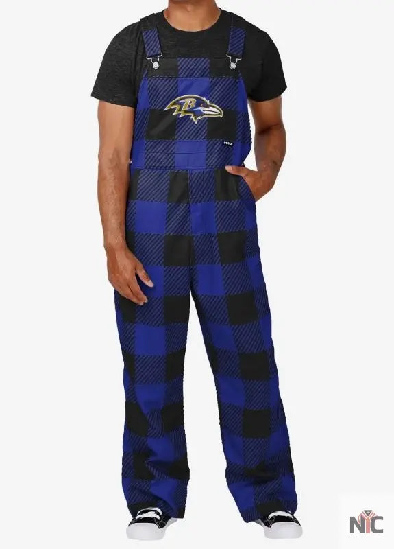 Baltimore Ravens Plaid Bib Overalls NYC Jackets