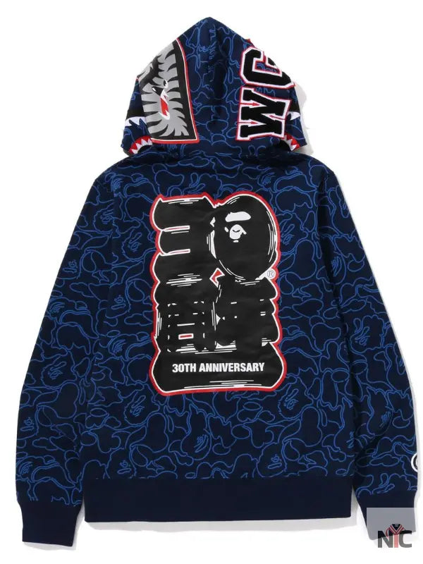 Bape 30th Anniversary Line Camo Shark Full Zip Hoodie NYC Jackets