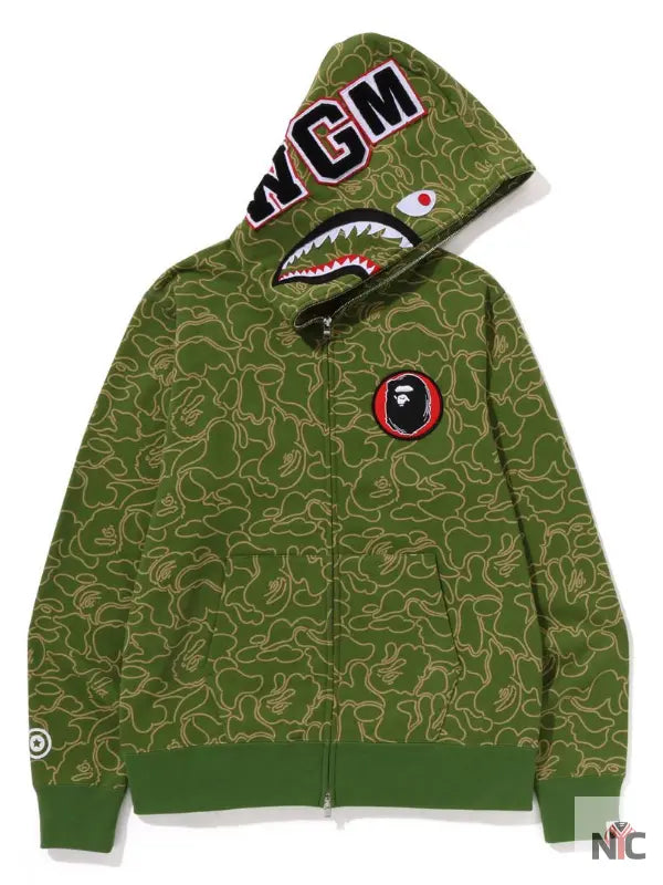 Bape 30th Anniversary Line Camo Shark Full Zip Hoodie NYC Jackets