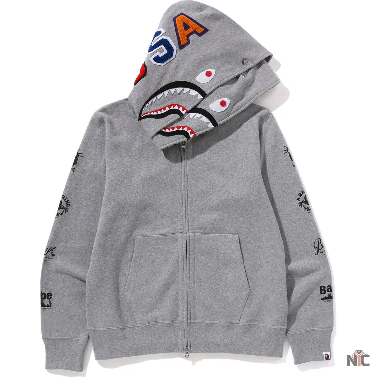 Bape Us Double Shark Full Zip Hoodie Mens NYC Jackets