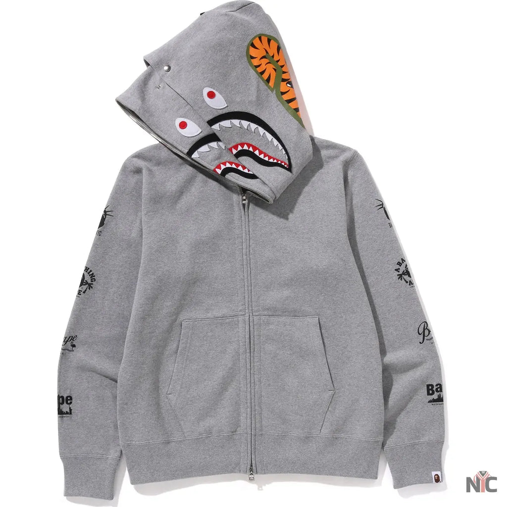 Bape Us Double Shark Full Zip Hoodie Mens NYC Jackets