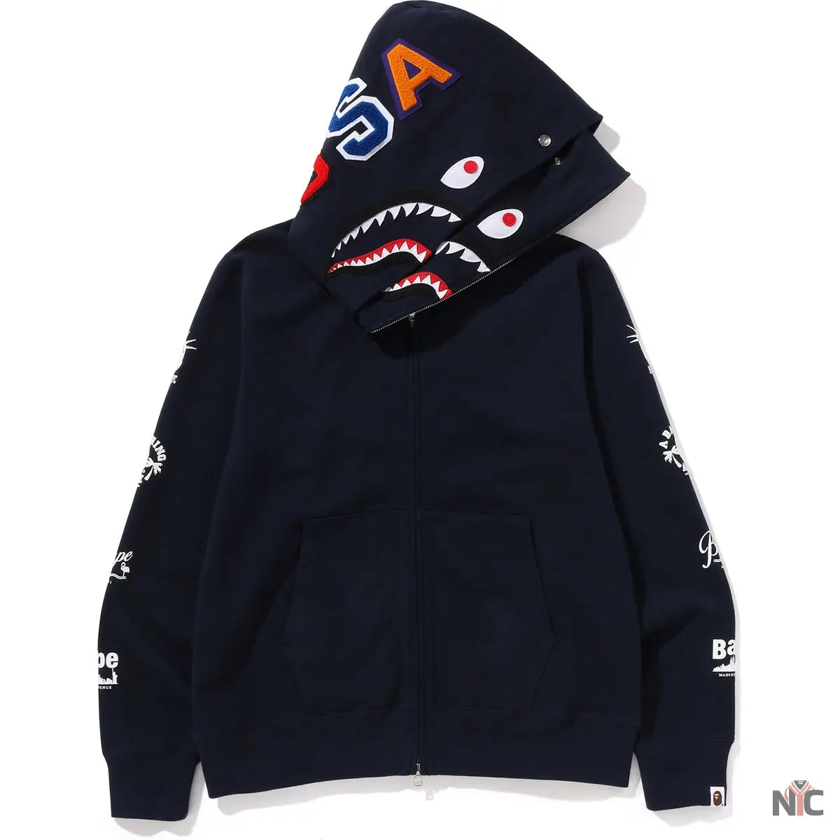 Bape Us Double Shark Full Zip Hoodie Mens NYC Jackets