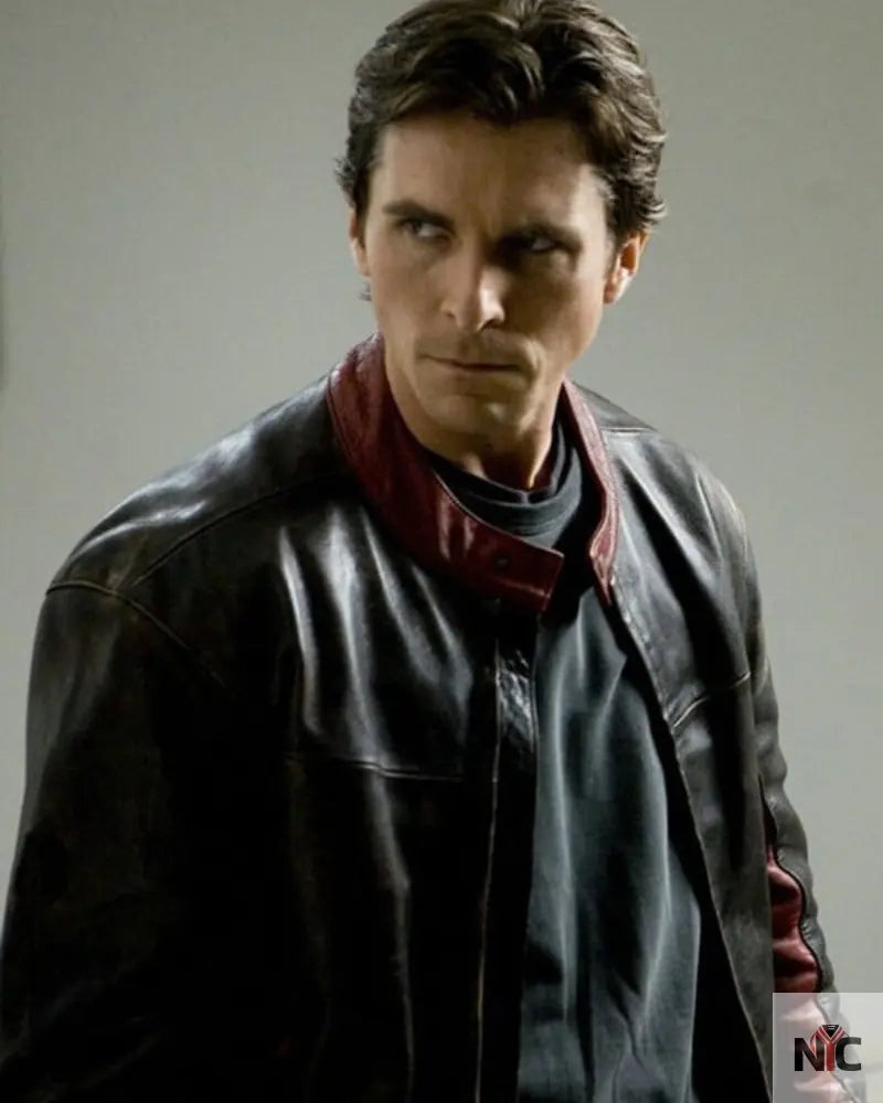Batman Dark Knight Christian Bale Leather Biker Jacket Black NYC Jackets