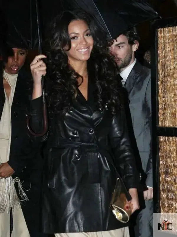 Beyonce Black Leather Coat NYC Jackets