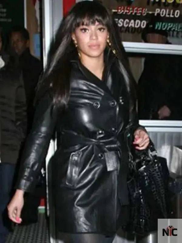 Beyonce Black Leather Coat NYC Jackets