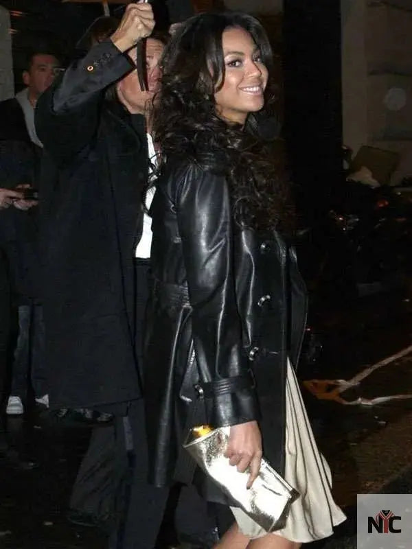 Beyonce Black Leather Coat NYC Jackets