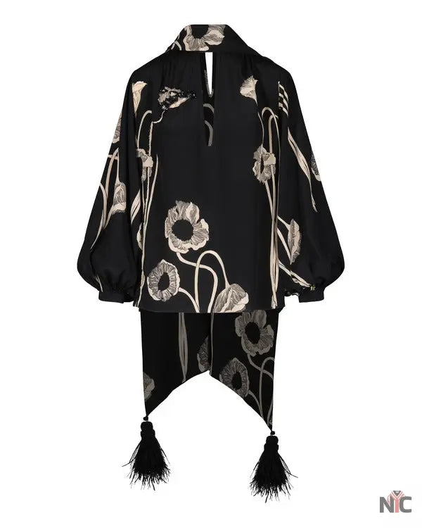 Beyond The Gates 2025 Tamara Tunie Black Floral Tassel Top NYC Jackets