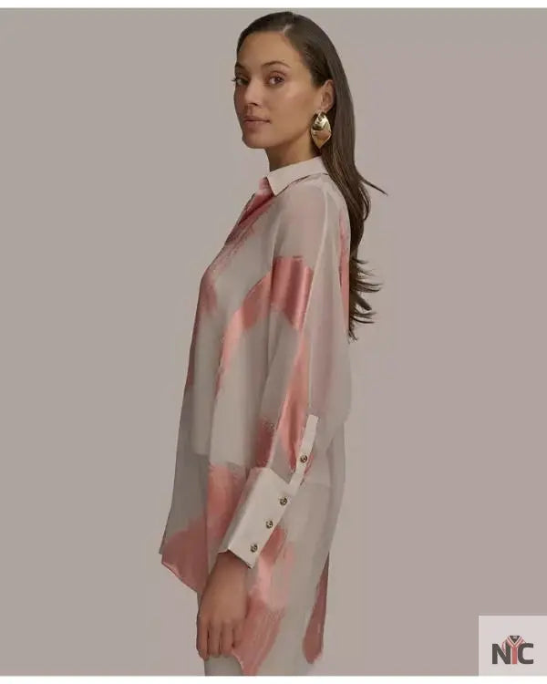 Beyond The Gates 2025 Tamara Tunie Coral Brushstroke Blouse NYC Jackets