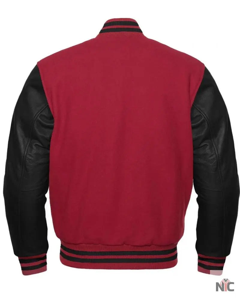Black And Maroon Varsity Jacket NYC Jackets