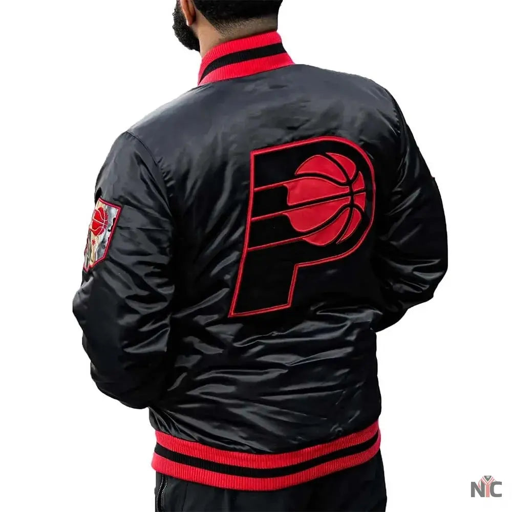 Black Indiana Pacers Satin Jacket NYC Jackets