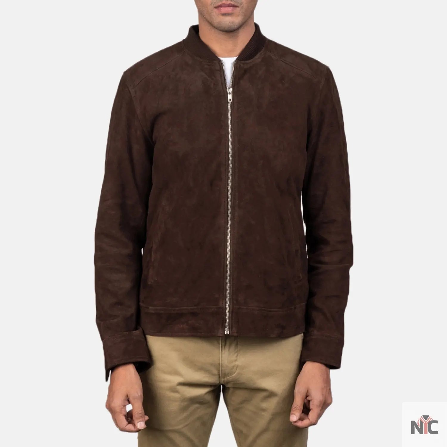 Blain Mocha Suede Bomber Jacket NYC Jackets