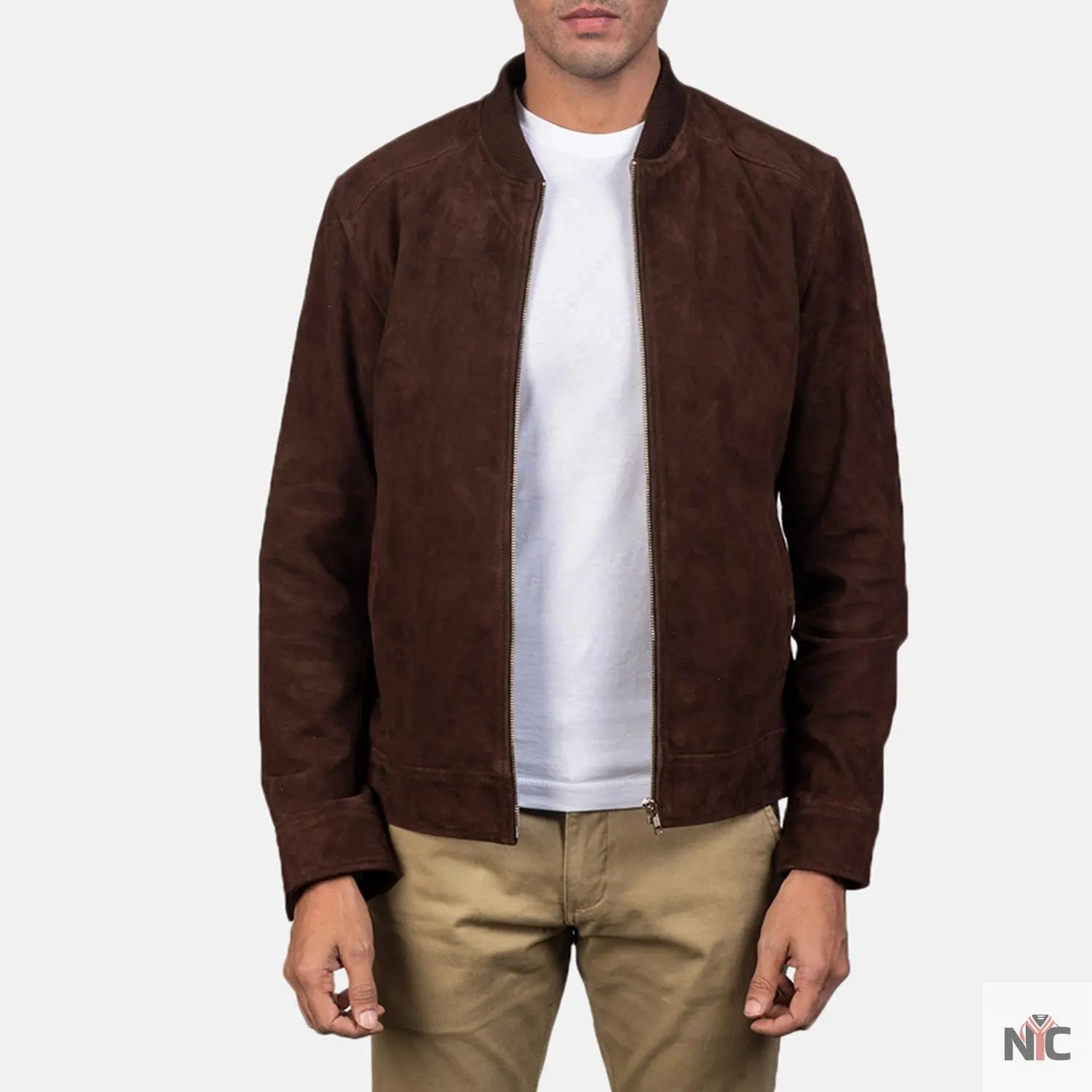 Blain Mocha Suede Bomber Jacket NYC Jackets