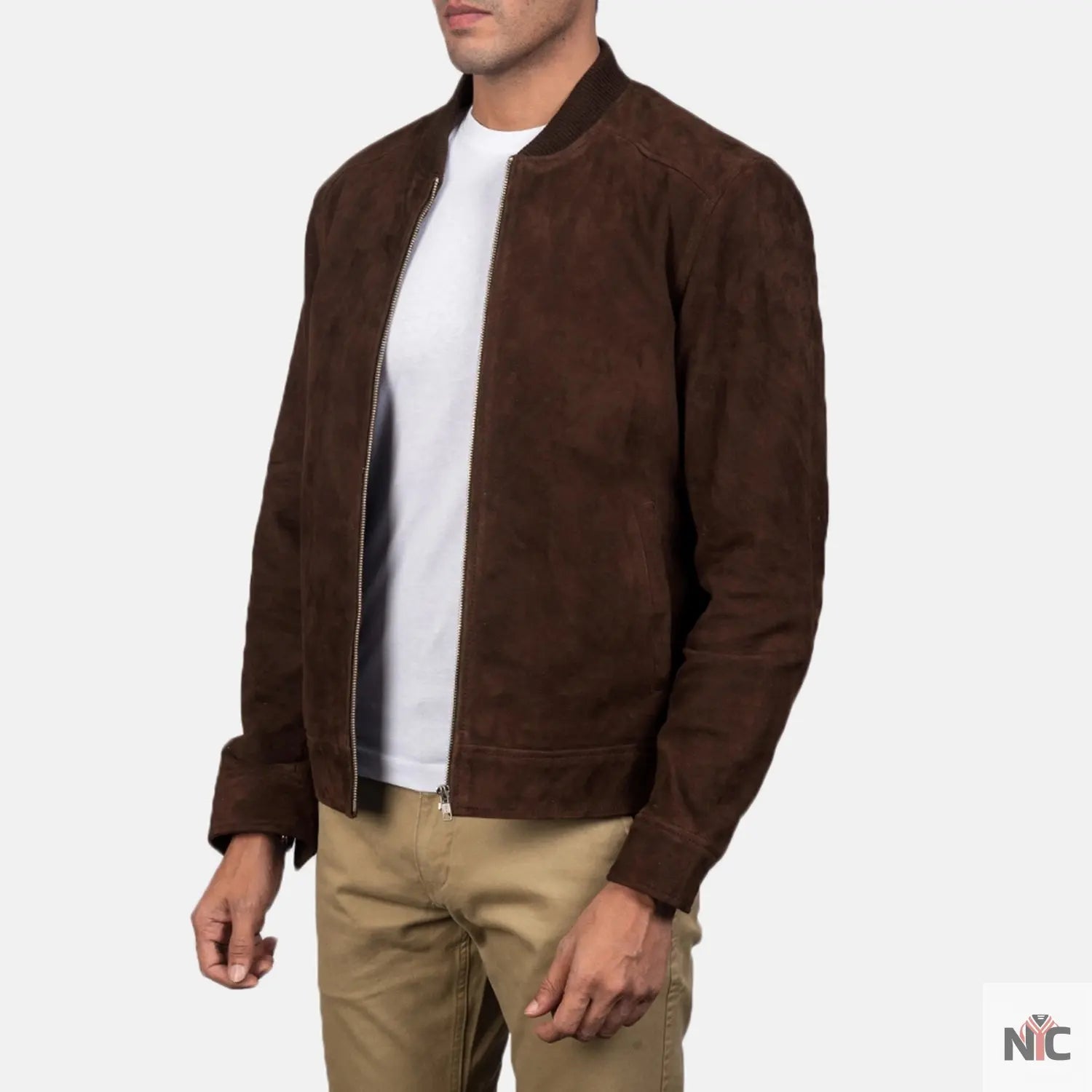 Blain Mocha Suede Bomber Jacket NYC Jackets