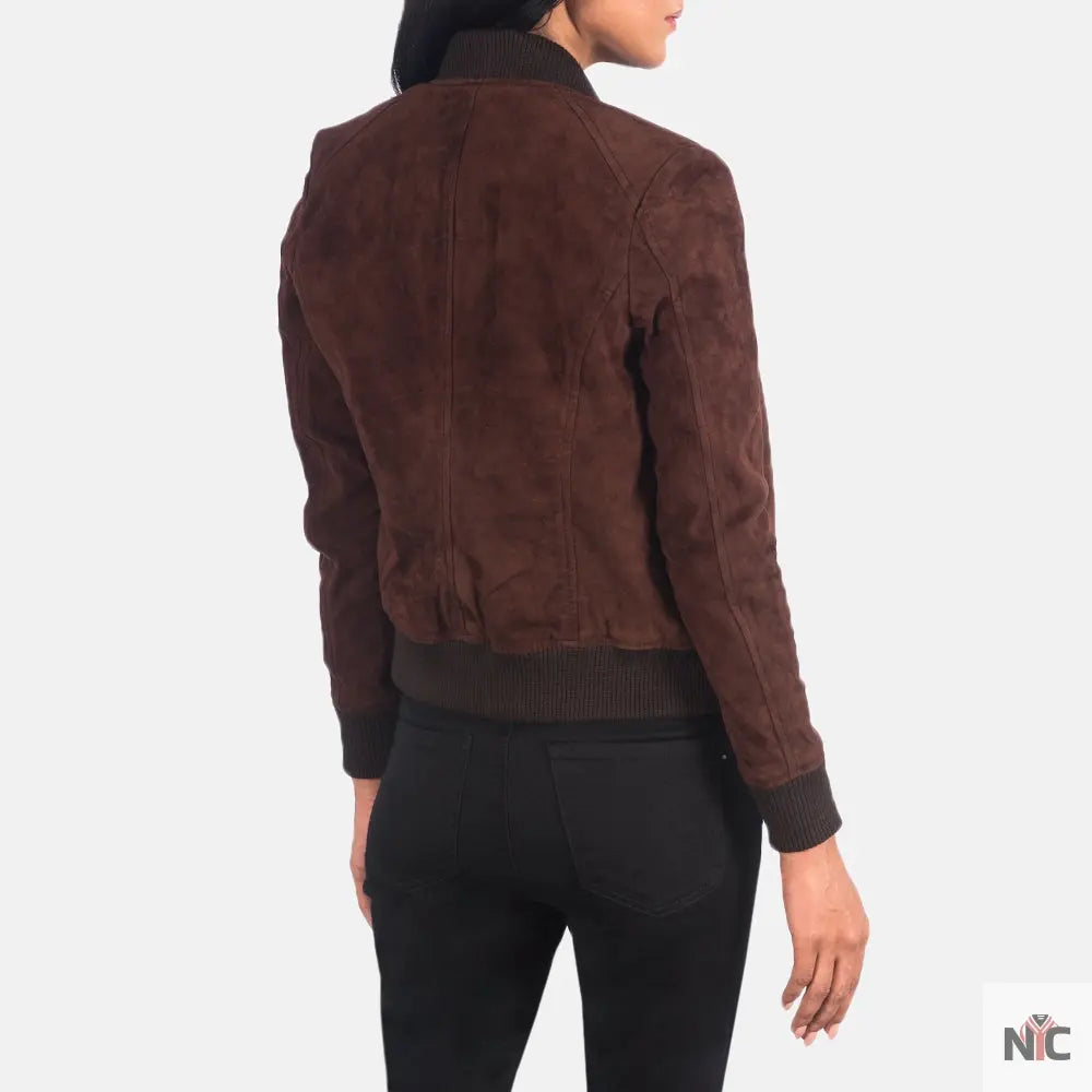 Bliss Brown Suede Bomber Jacket NYC Jackets