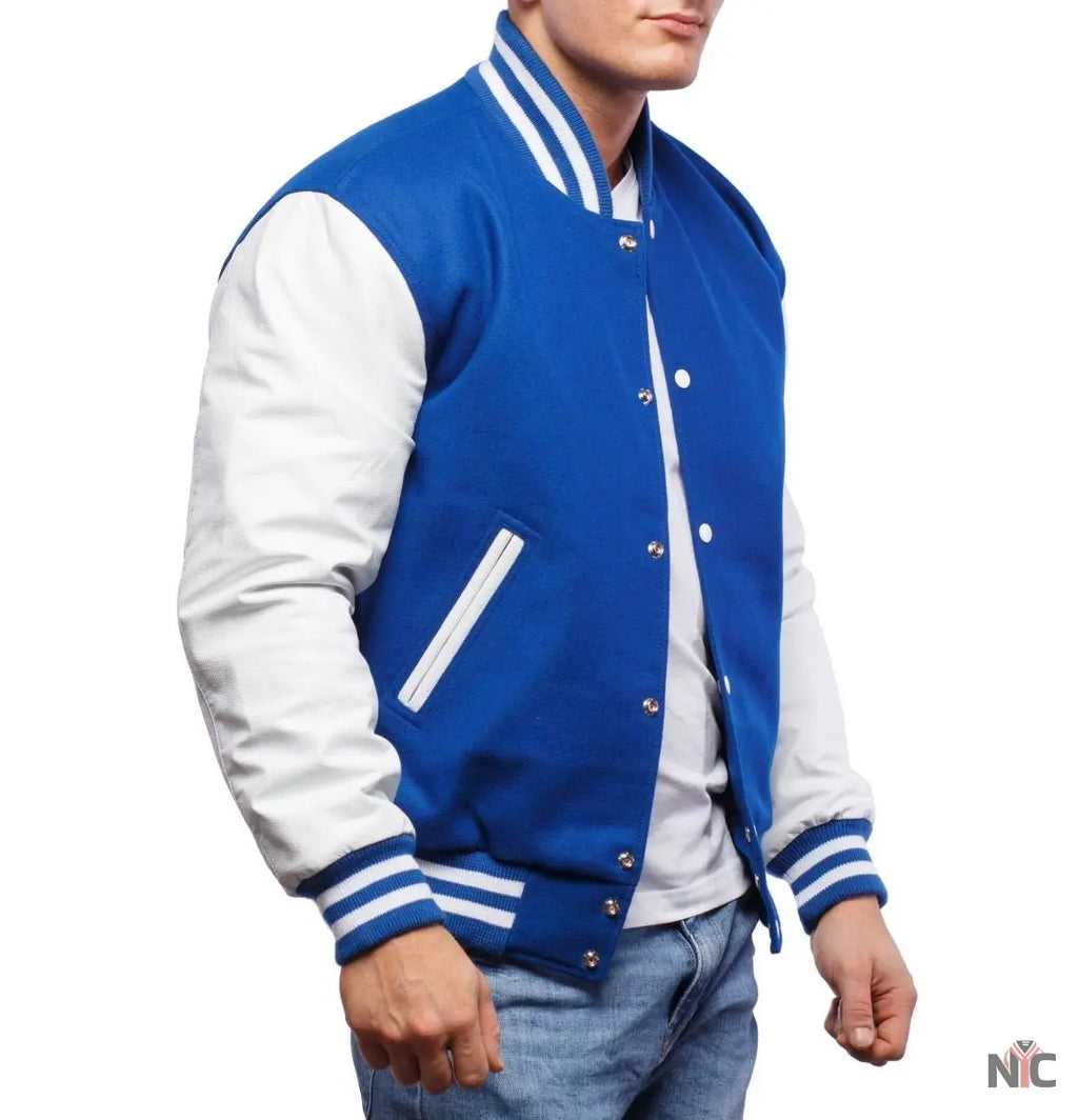 Blue And White Varsity Jacket NYC Jackets