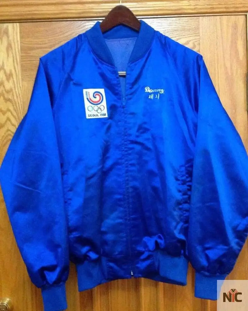 Blue Seoul Korea 1988 NBC Olympiad Satin Jacket NYC Jackets