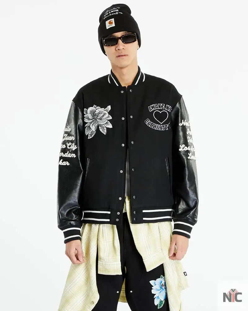 Bomber Awake NY x Carhartt WIP Black Teddy Jacket NYC Jackets