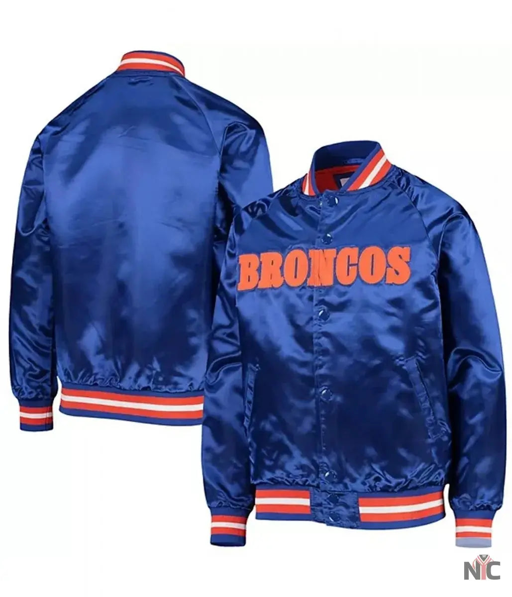 Bomber Denver Broncos Royal Blue Satin Jacket NYC Jackets