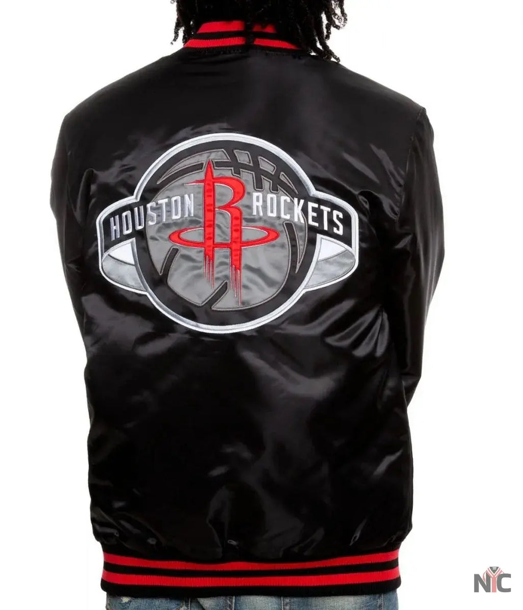 Bomber Houston Rockets Satin Black Jacket NYC Jackets