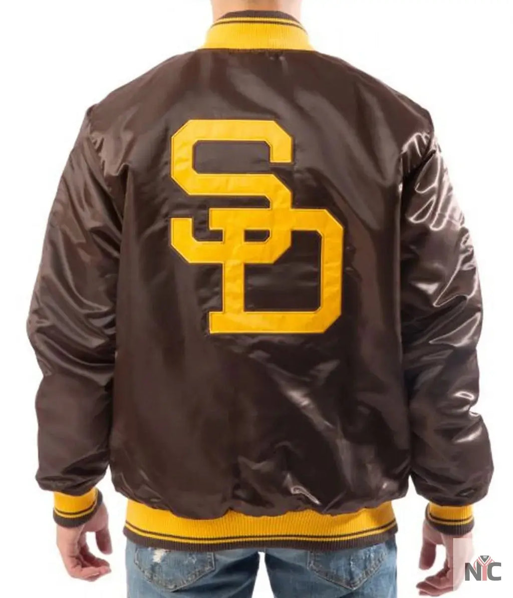 Bomber San Diego Padres Brown Satin Jacket NYC Jackets
