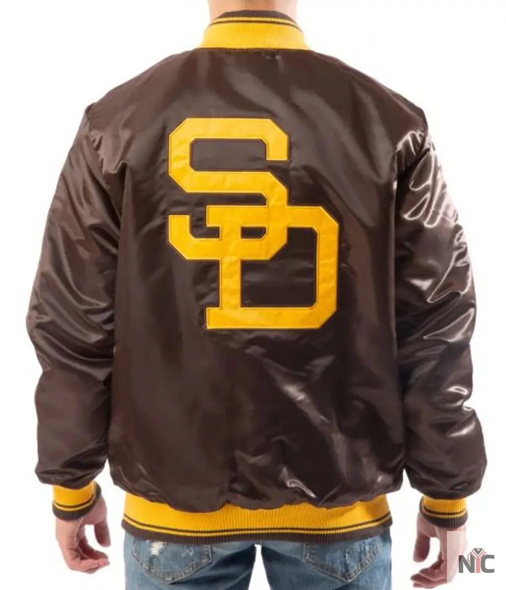 Bomber San Diego Padres Brown Satin Jacket NYC Jackets