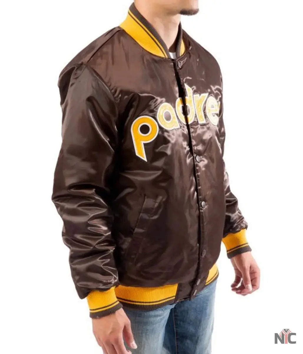 Bomber San Diego Padres Brown Satin Jacket NYC Jackets