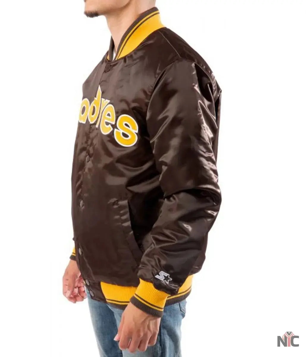 Bomber San Diego Padres Brown Satin Jacket NYC Jackets