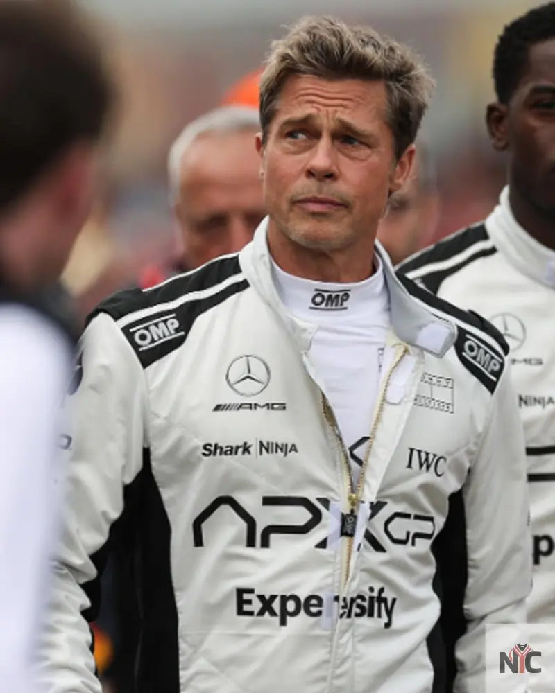 Brad Pitt F1 White And Black Racer Jacket NYC Jackets