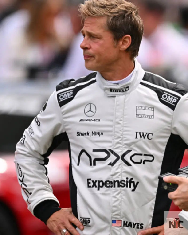Brad Pitt F1 White And Black Racer Jacket NYC Jackets
