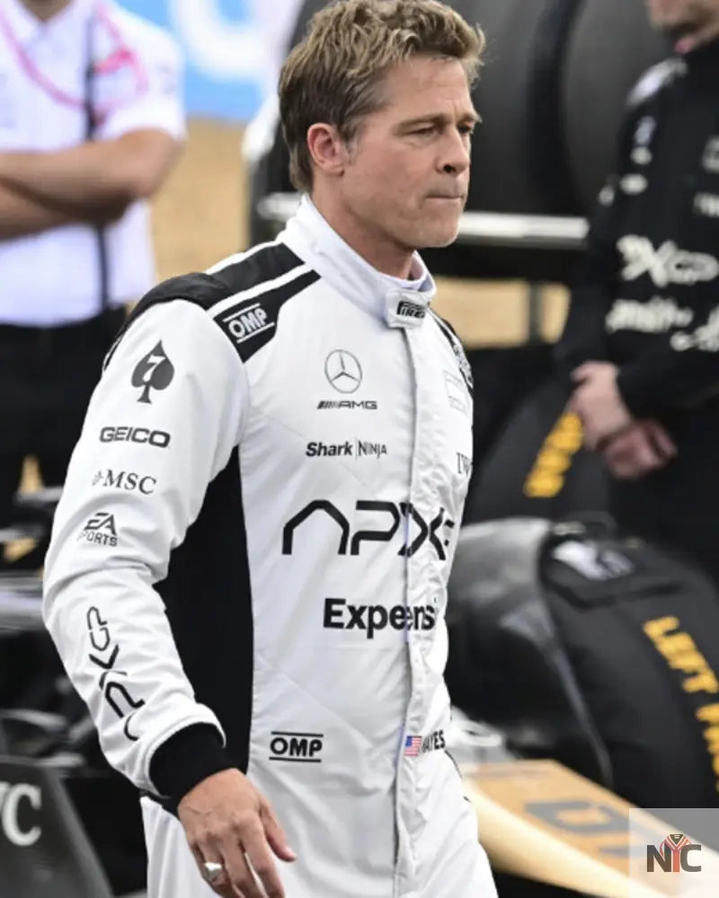 Brad Pitt F1 White And Black Racer Jacket NYC Jackets