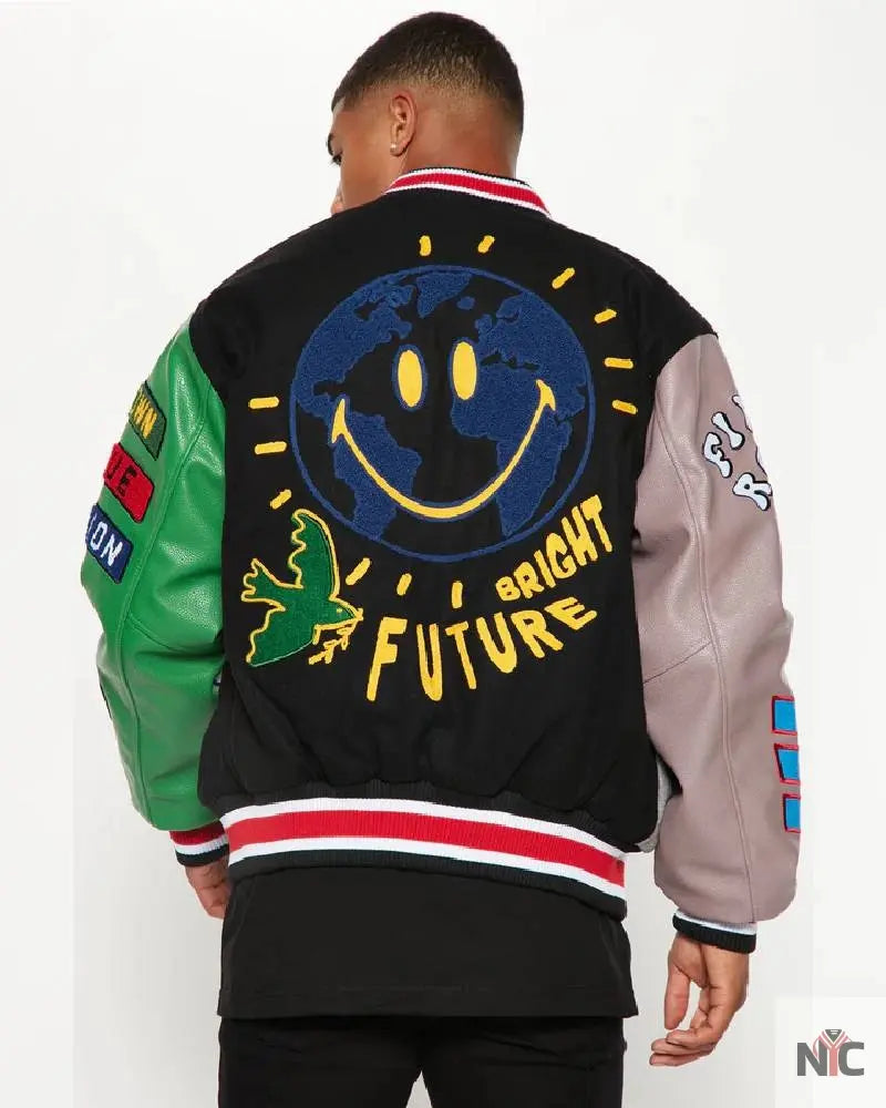 Bright Future Colorblock Varsity Jacket NYC Jackets