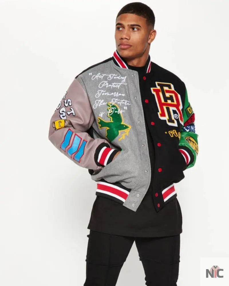 Bright Future Colorblock Varsity Jacket NYC Jackets