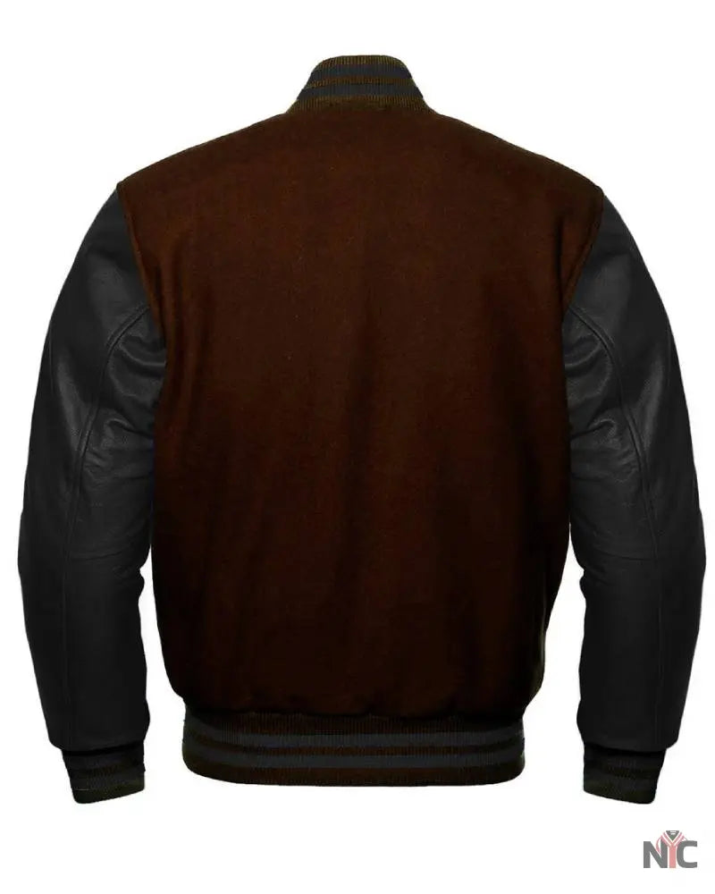 Brown And Black Varsity Jacket NYC Jackets