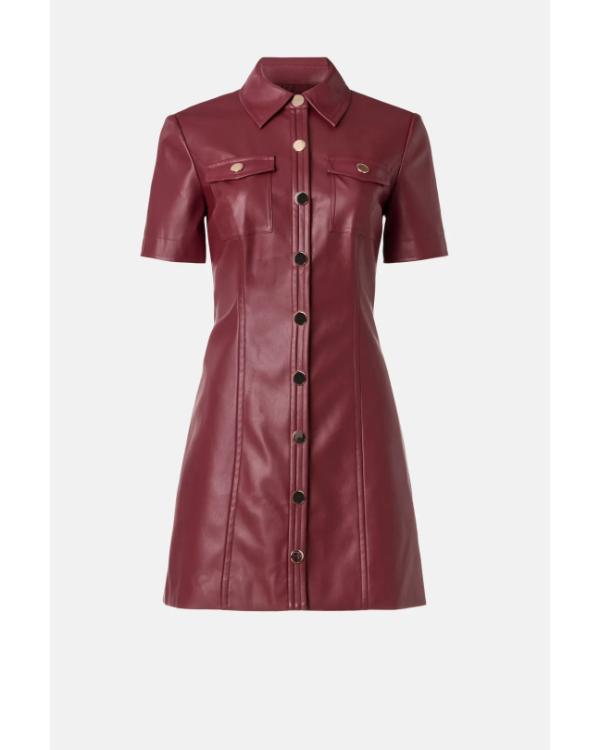 CBS Mornings 2025 Adriana Diaz Burgundy Leather Dress NYC Jackets
